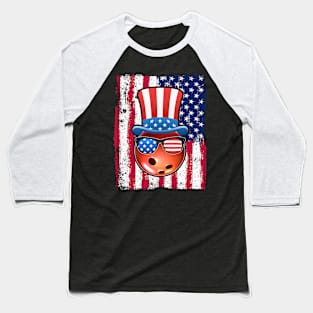 Bowling Ball American Flag 4th of July Funny Gift Baseball T-Shirt